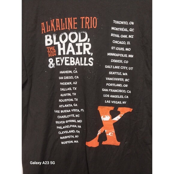 Alkaline Trio Mens XL 2024 Tour Shirt Blood, Hair & Eyeballs Concert - Picture 7 of 7